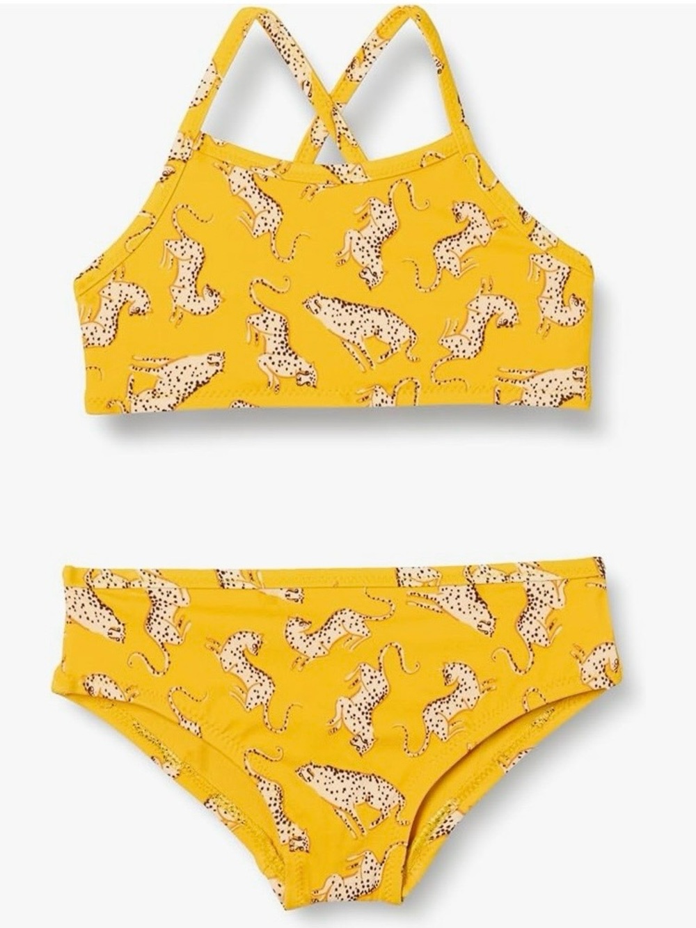 Amazon Essentials Yellow Leopard-Print Two-Piece Swim Set